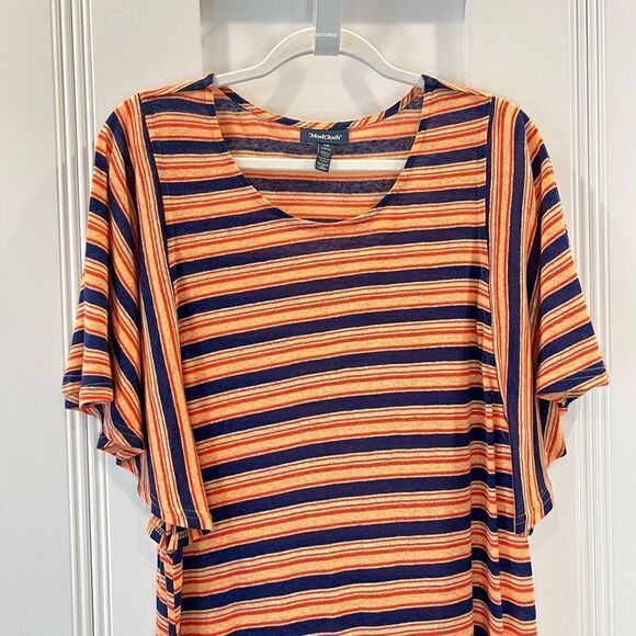 ModCloth Women’s 1X Plus Gotta Get Going TShirt Dress Orange Stripe NWT - Picture 3 of 13